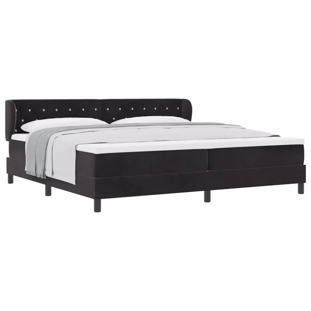 Letto a molle con materasso vidaXL in velluto nero L/P/H: 200 x 200 x 203 cm – 2