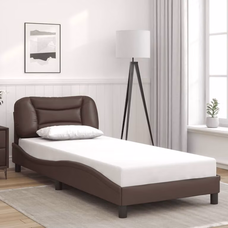 Giroletto senza materasso Hvar vidaXL in similpelle marrone, dimensioni 90x200 cm