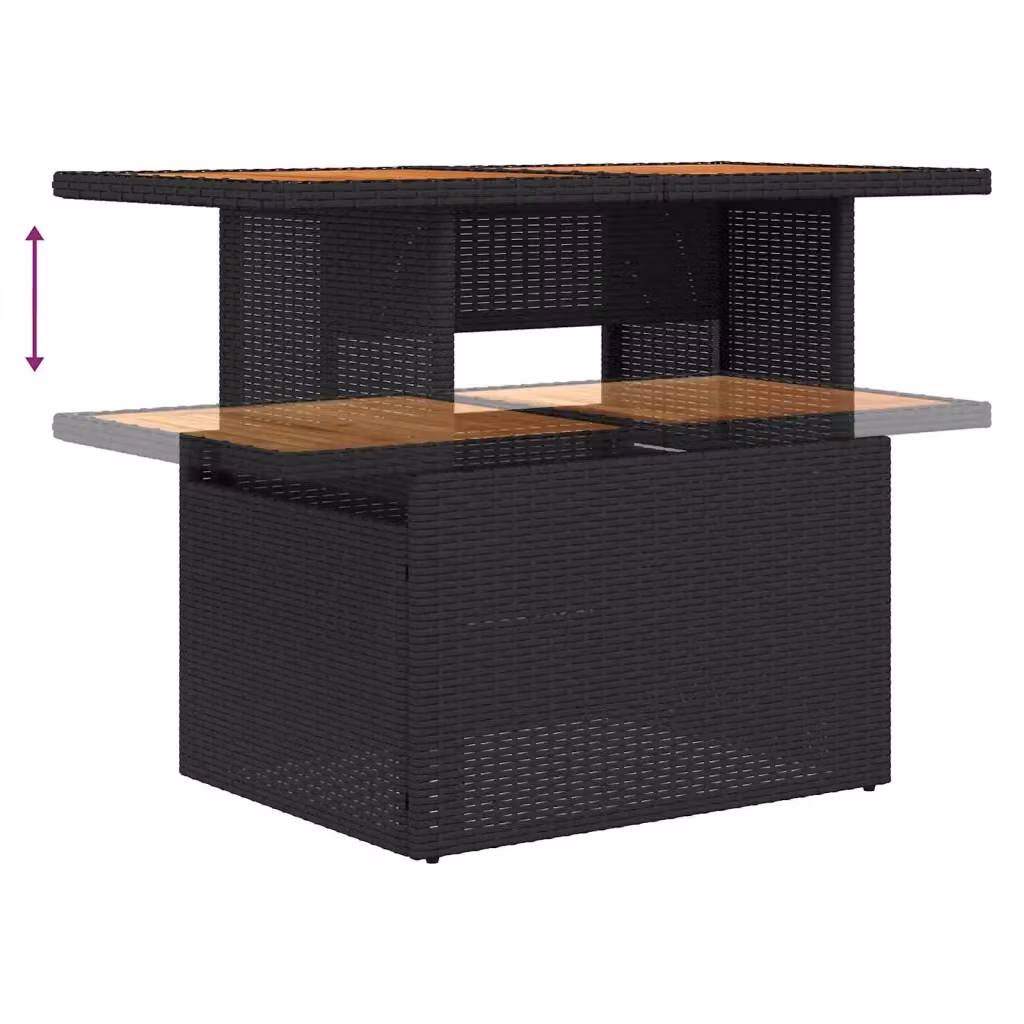 Set da pranzo da giardino vidaXL in rattan e legno di acacia nero e marrone – 3