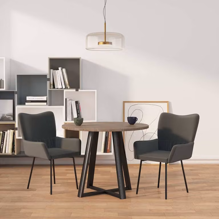 Set di 2 sedie da pranzo vidaXL in velluto grigio scuro con braccioli e struttura in metallo per cucina e sala da pranzo