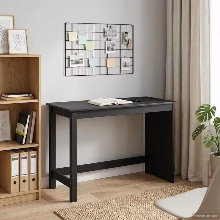 Scrivania nera in legno massello di pino, dimensioni 112 x 50 x 75 cm