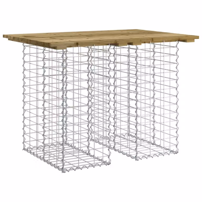 Tavolo da giardino in gabbione design 100x70x72 cm in legno di pino impregnato