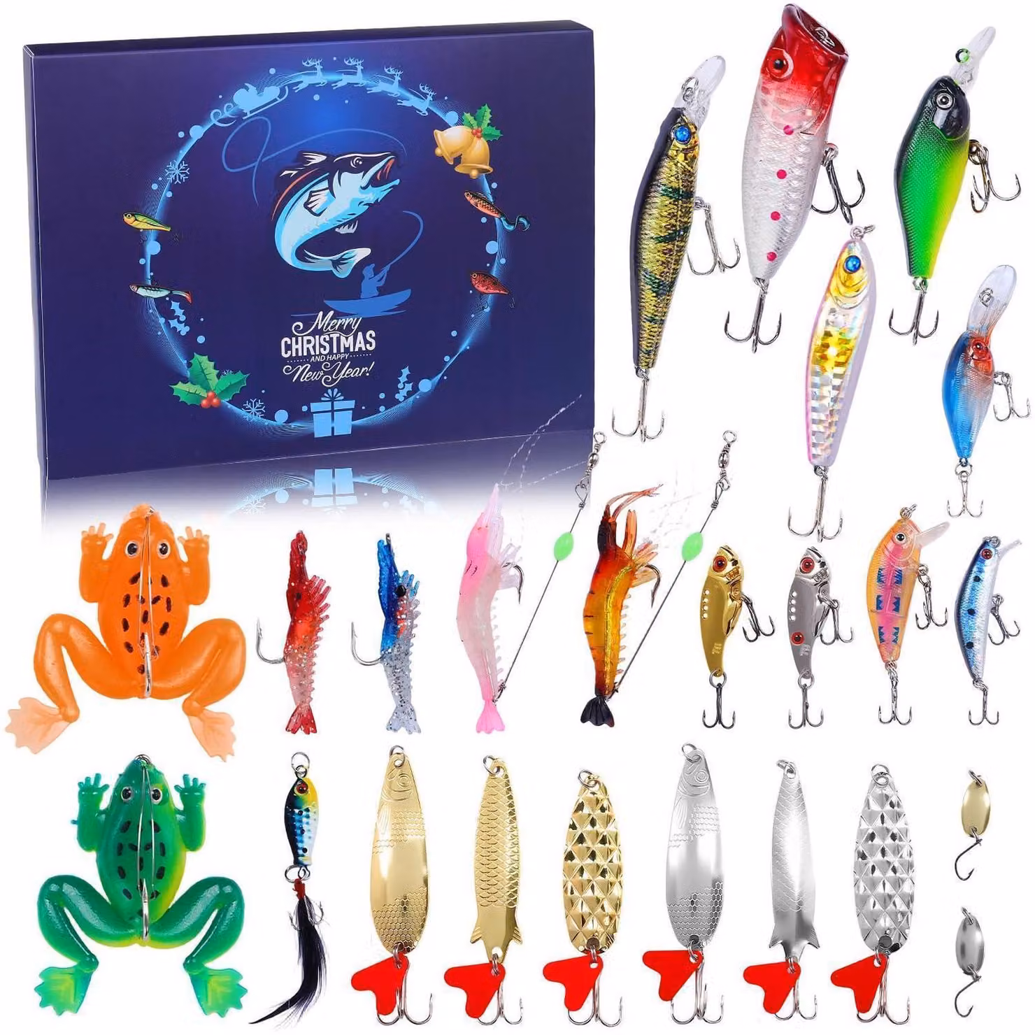 Calendario dell'Avvento per pesca, edizione 2026, per uomini, set con 24 accessori da pesca