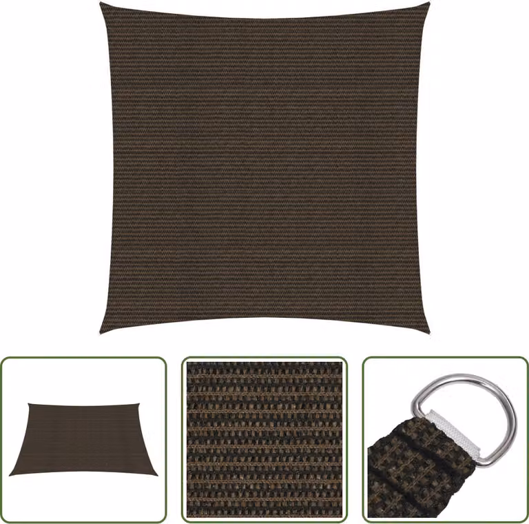 The Living Store Tenda da sole 160 g/m² Marrone 3x3 m HDPE