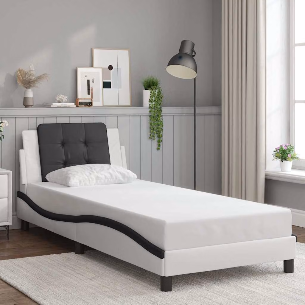 Giroletto senza materasso Zadar vidaXL in similpelle bianco e nero 90x200 cm – 1