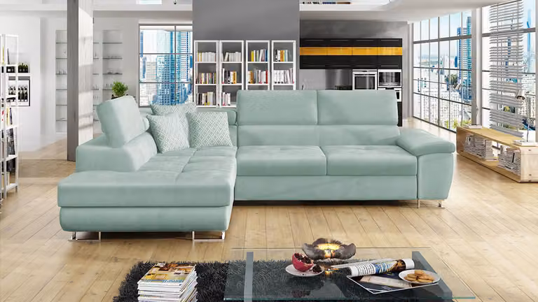 MIRJAN24 Divano ad angolo Cotere, divano ad angolo, funzione letto e contenitore, salotto componibile (Magic Velvet 2227 + Magic Velvet 2227 + Evo 29, lato: sinistro)
