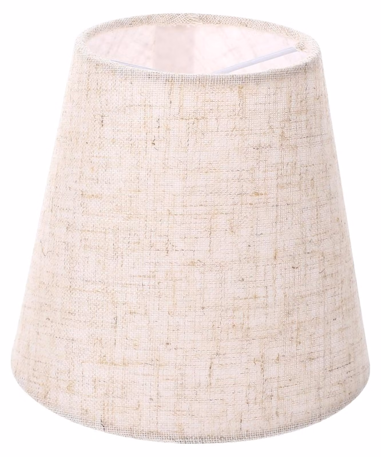 Lampada da tavolo con paralume in pelle bianca e tovaglia in iuta