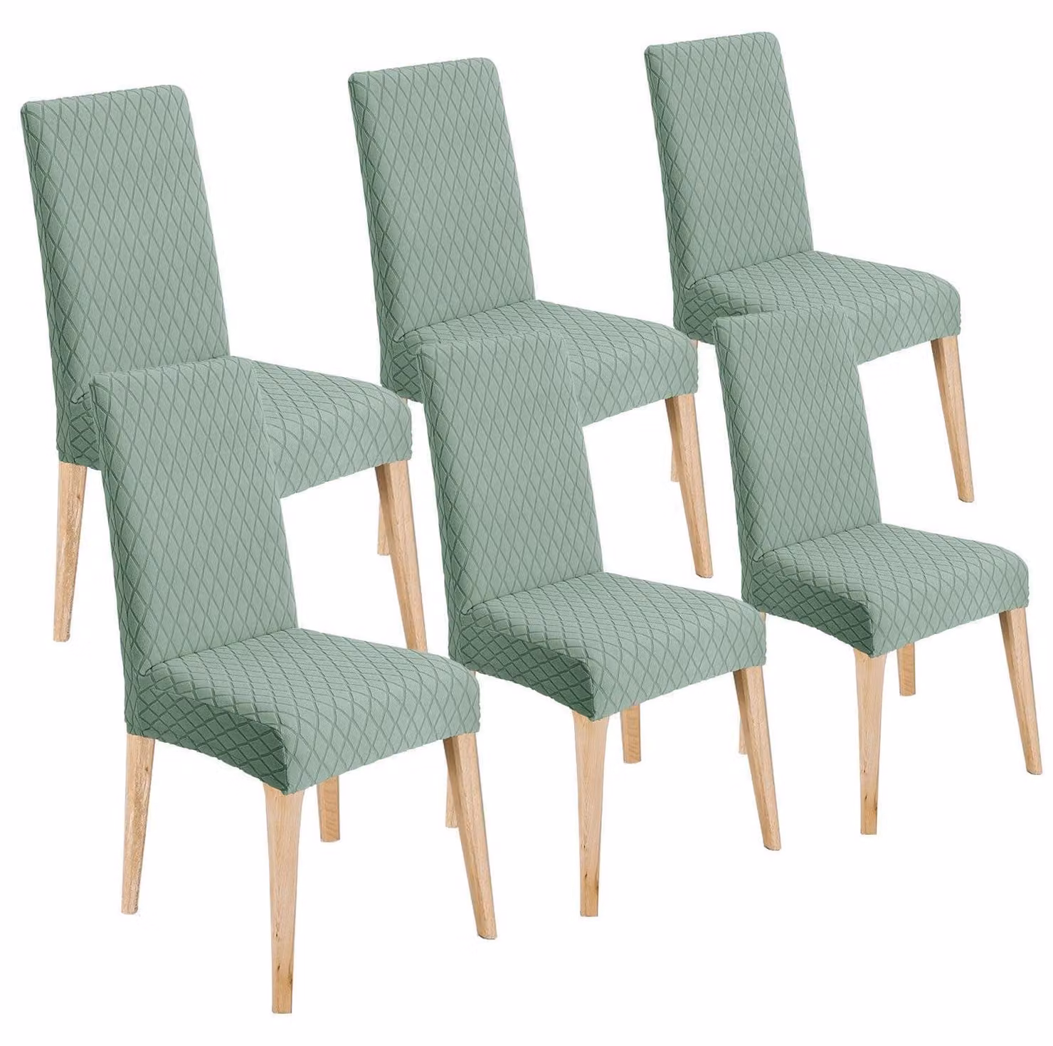 Copri sedie, set da 6, coprisedia universale per sala da pranzo, rimovibile e lavabile, colore verde matcha