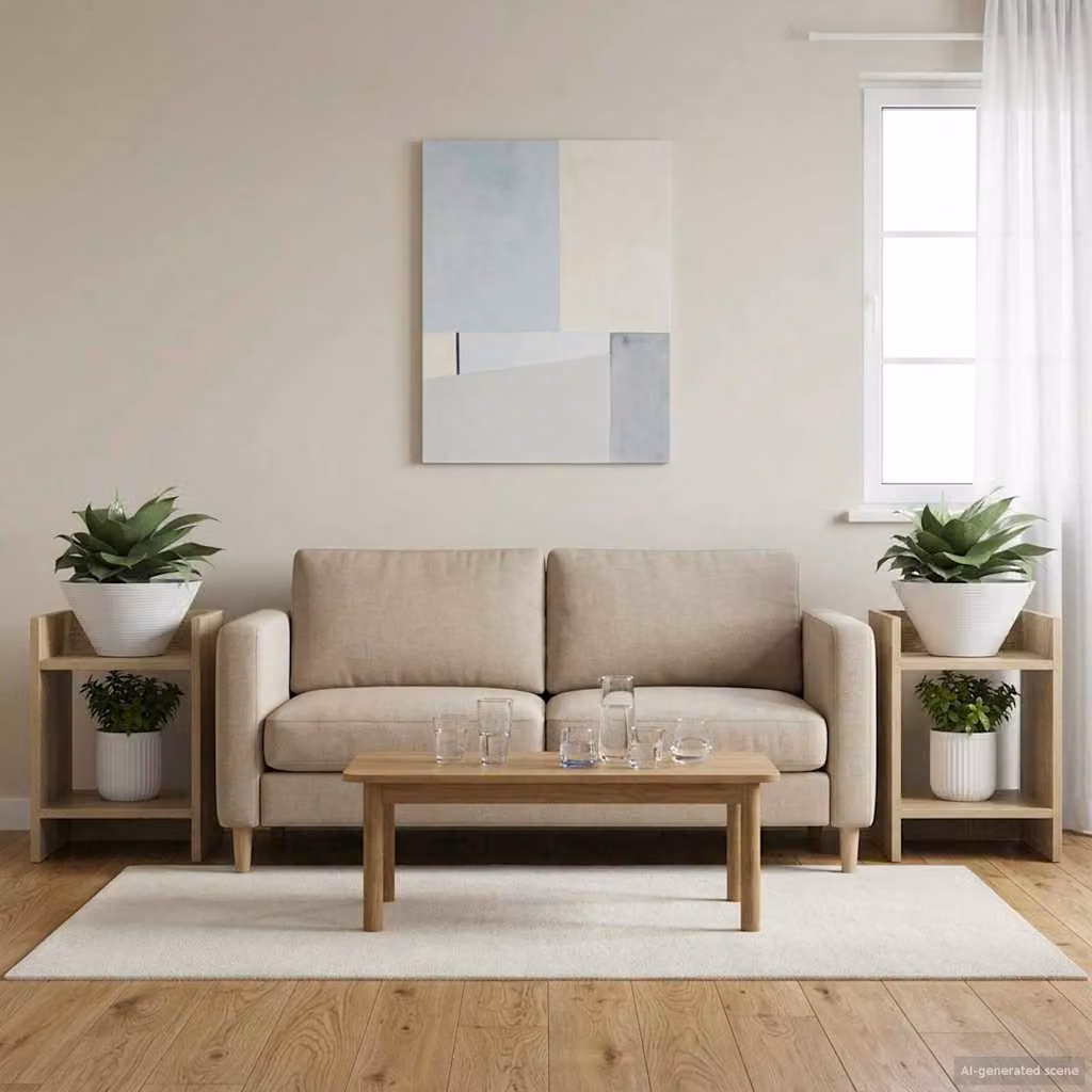 Set di 2 supporti per piante vidaXL in legno MDF color rovere, L 30 cm x P 30 cm x H 40 cm