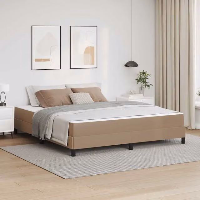 Struttura letto moderno vidaXL in tessuto beige con doghe in legno L: 180 cm, P: 200 cm, H: 203 cm – 1