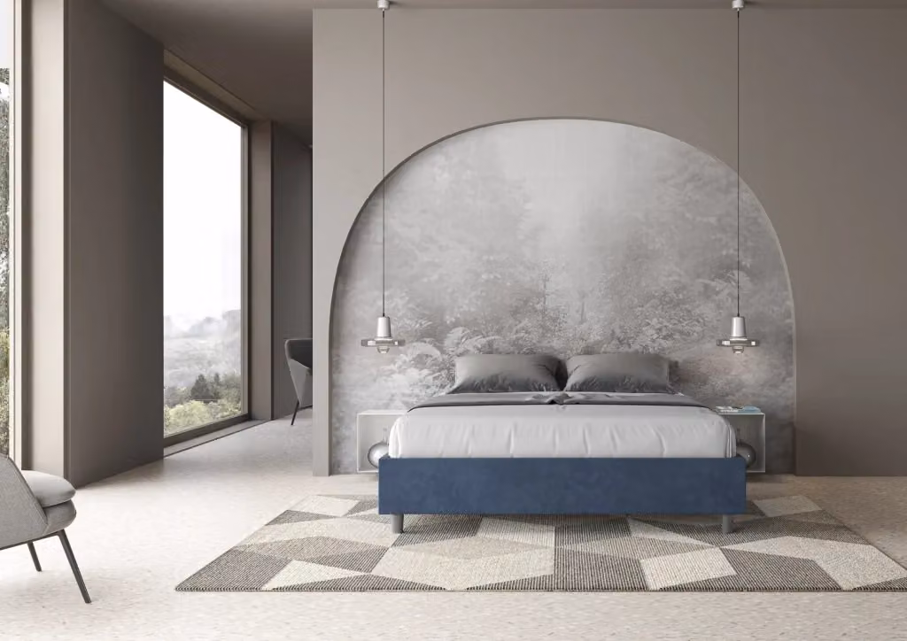 Letto Matrimoniale Sommier Azelia Blu con Contenitore e Rete, L/P/H: 180 x 200 x 39 cm – 2