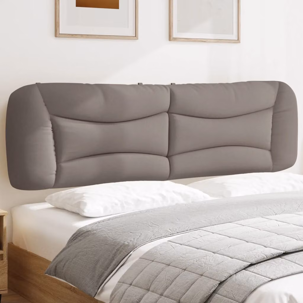 Testiera per letto imbottita vidaXL Hvar in tessuto beige e grigio con motivo a righe, L: 190 cm, H: 48 cm, P: 15 cm