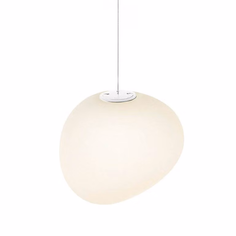 Foscarini Lampada a sospensione Gregg MIDI, dimmerabile, Bianco / Opale, Soggiorno / Sala da pranzo, Vetro, Design, Lampada a sospensione