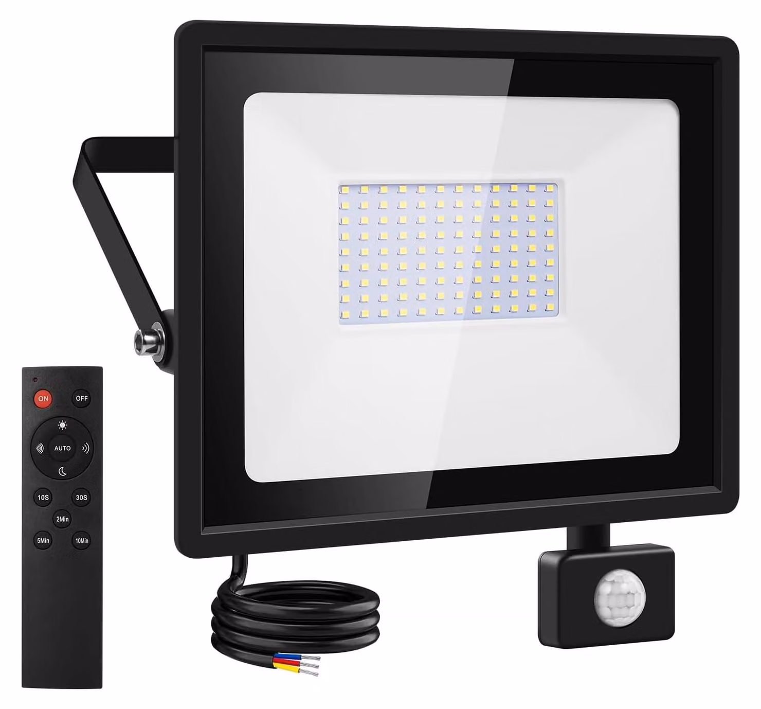 Faretto LED da 100W con sensore di movimento, 10000 lumen, 6500K, grado di protezione IP67