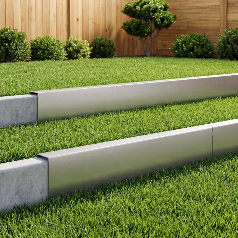 Set di 10 profili di copertura per giardino vidaXL in acciaio inossidabile color argento, L: 100 cm, P: 5 cm, H: 15 cm