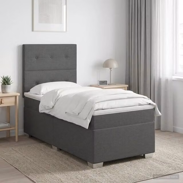 Letto box spring con materasso vidaXL in tessuto grigio e bianco, L/P: 200 x 80 cm