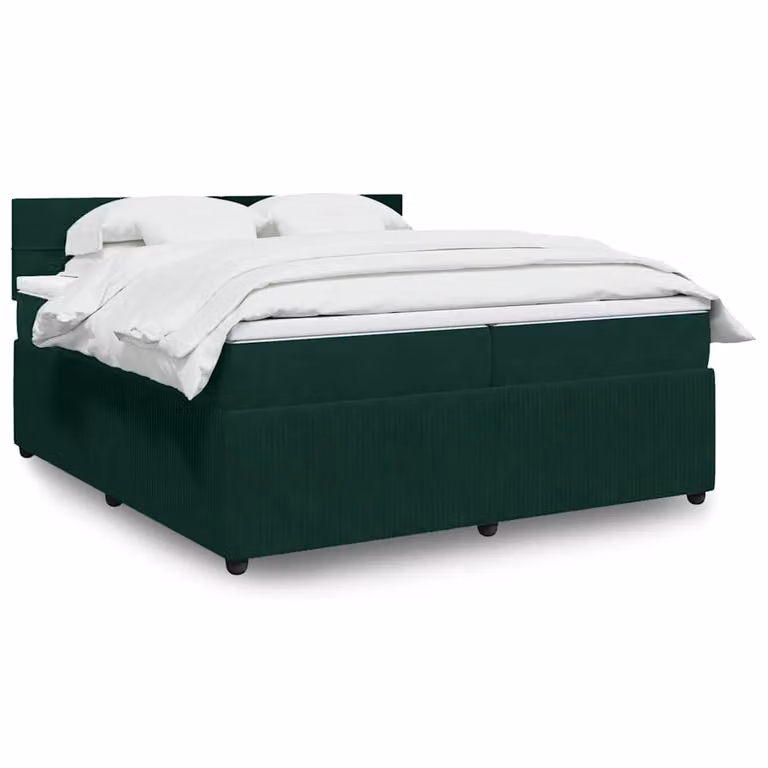vidaXL Giroletto a Molle con Materasso in Velluto Verde Scuro, L/P: 200 x 200 cm