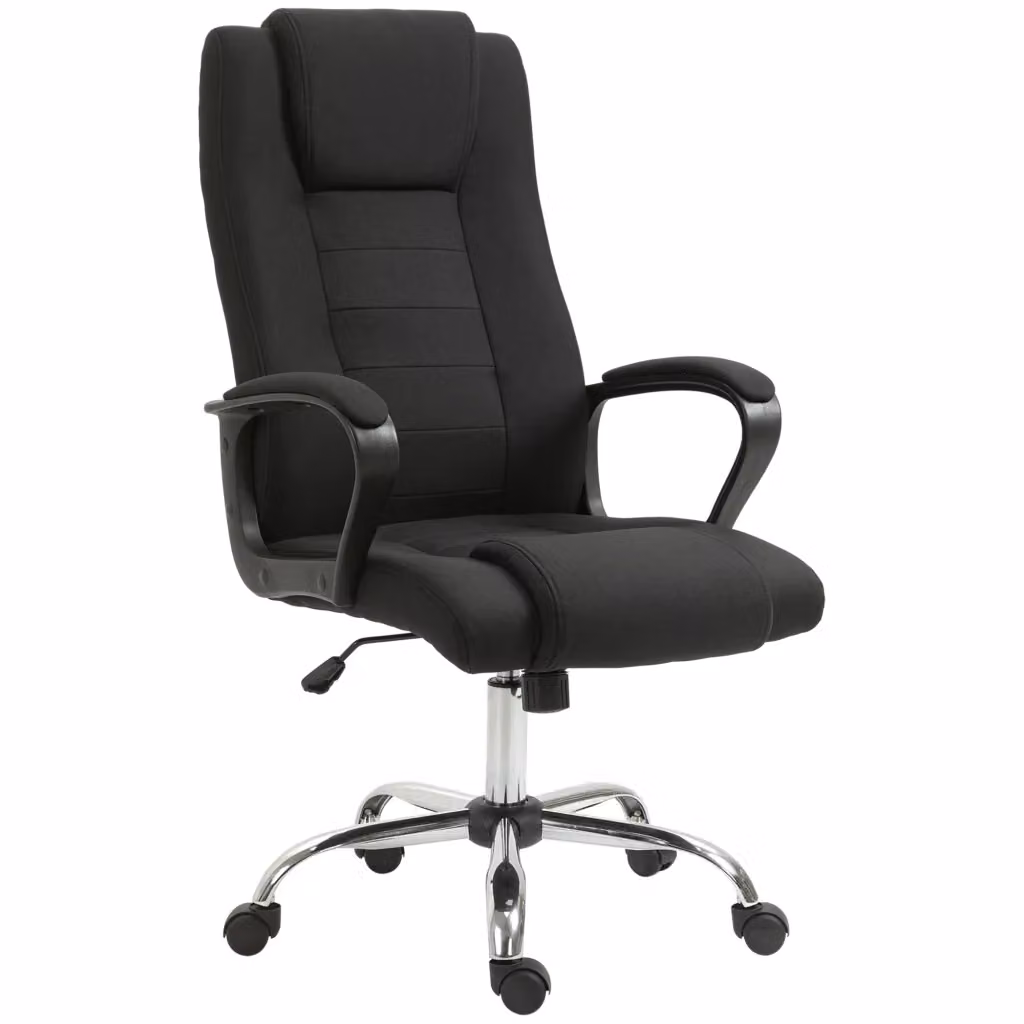 Sedia da ufficio ergonomica Zephmum nera con braccioli e altezza regolabile in tessuto e similpelle – 2