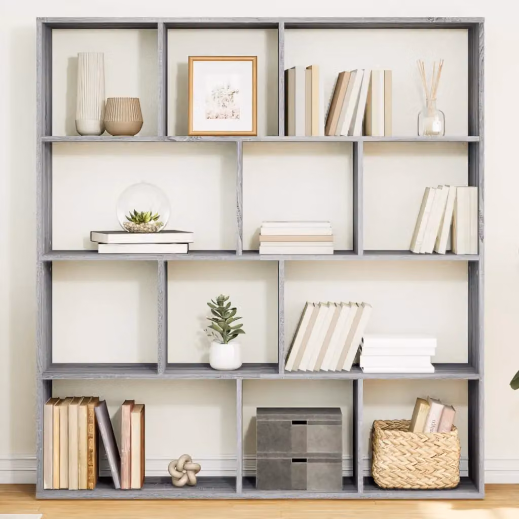 Libreria vidaXL Grigio Sonoma in Legno Multistrato e MDF, L 132 cm x P 29 cm x H 141,5 cm