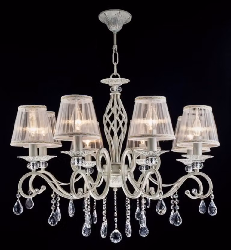 Lampadario da soffitto in cristallo stile barocco, marca Casa Padrino, color crema e oro, dimensioni 72 x 59 cm. Lampadario