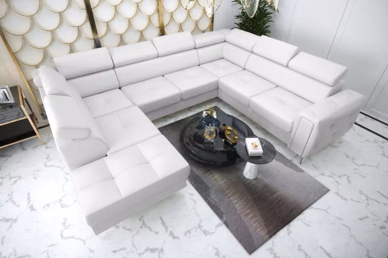 Sofa U-Form Stoffsofa Couch Wohnlandschaft Design Modern Leder Sofas Braun
