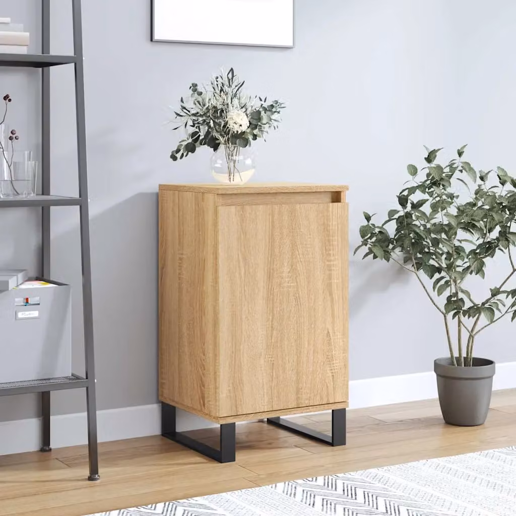 Credenza moderna vidaXL in legno e metallo, color beige, grigio e marrone, da appendere a parete, L 40 cm x P 35 cm x H 70 cm