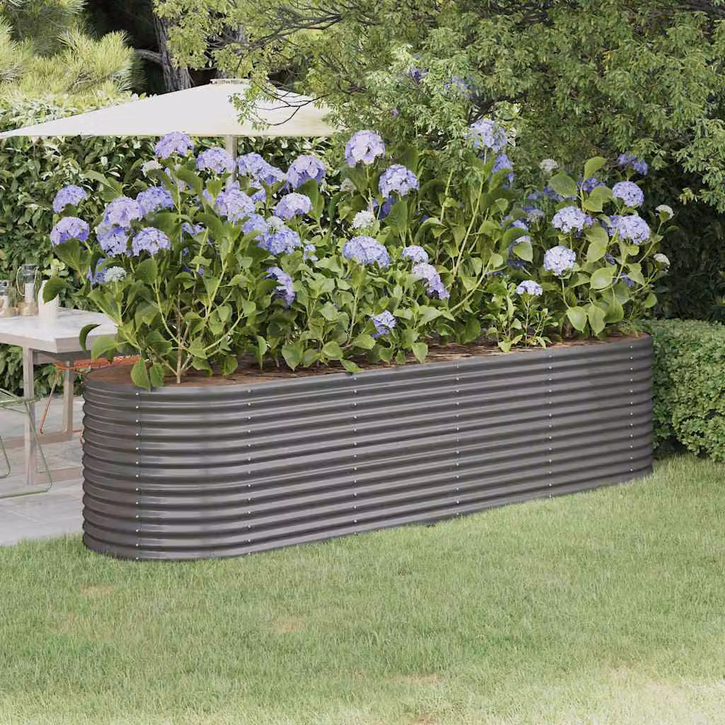 Letto rialzato da giardino vidaXL in acciaio zincato grigio L: 296 cm, P: 80 cm, H: 68 cm