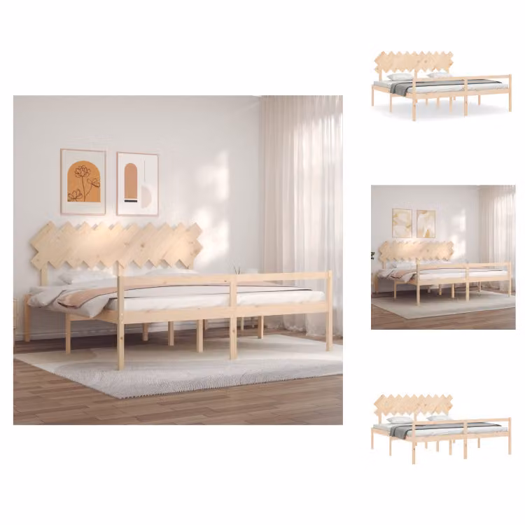 vidaXL Letto in legno massiccio con testiera 200x200 cm - Letti e strutture letto