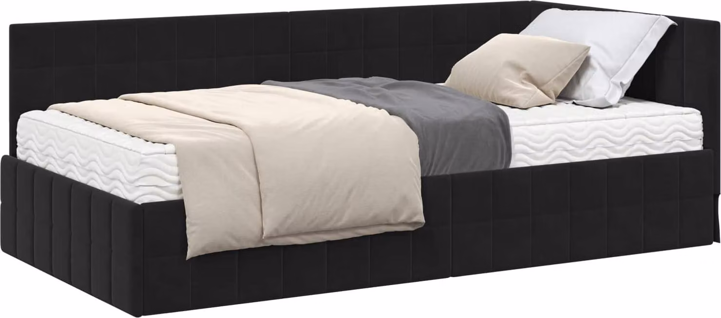 Struttura Letto Angolare con Materasso 2 pcs Nero Velluto