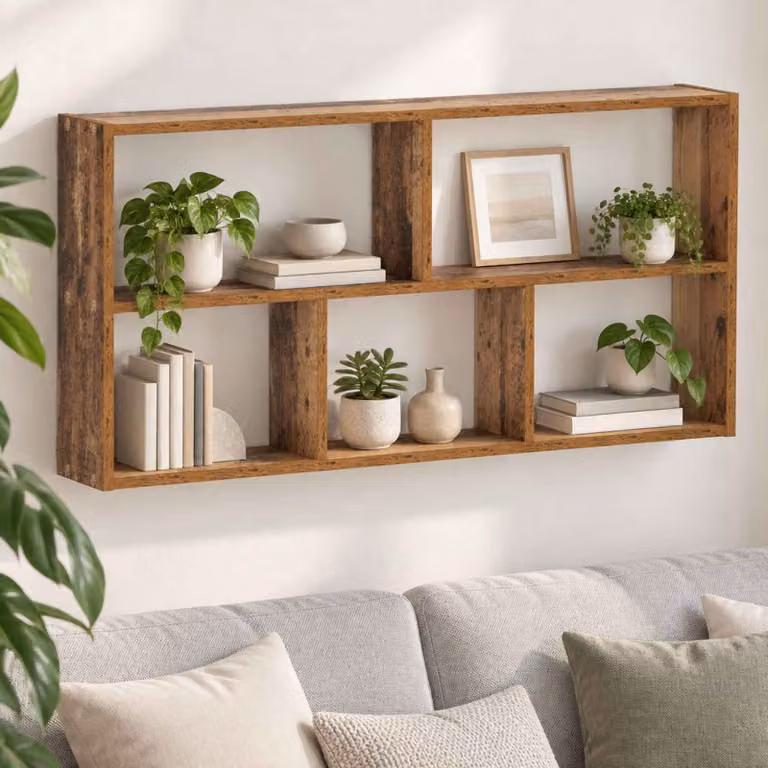 Scaffale da parete moderno vidaXL in legno color marrone L: 102 cm, P: 50 cm, H: 17 cm