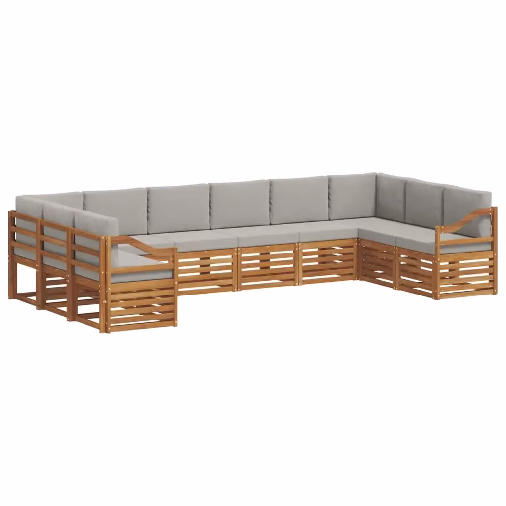 Set di divani da esterno a L vidaXL in legno di acacia con cuscini grigi – 2