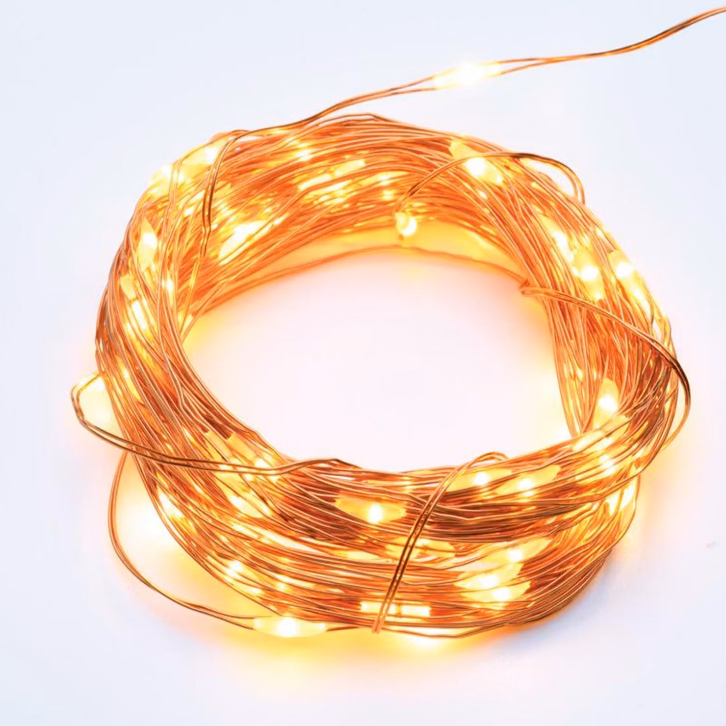 ACA Lighting 50 LED catena decorativa, WW, cavo di rame 3XAA batteria IP20 5m+10cm, 3W X0150121
