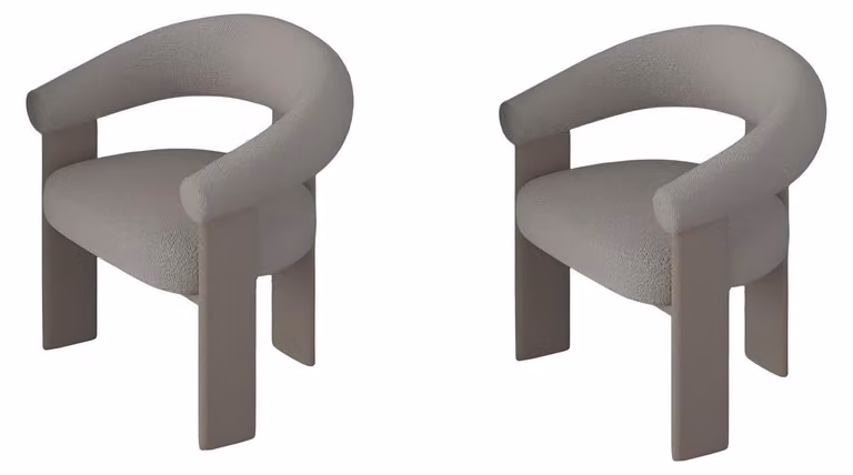 Set di sedie per tavolo da pranzo, stile moderno, colore beige, struttura in legno, design elegante