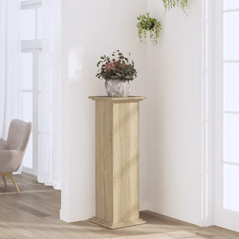 vidaXL Supporto per piante moderno in legno Rovere, L/P/H: 33 x 33 x 100 cm