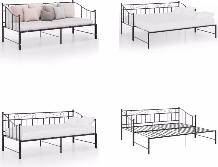 vidaXL Struttura per divano letto in metallo nero 90x200 cm - Struttura per divano letto - Struttura per divano letto - Divano letto - Divano con letto estraibile