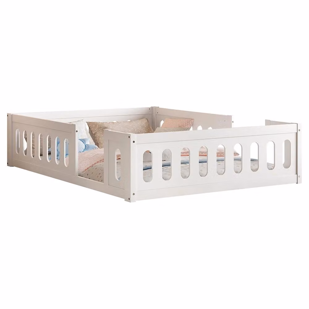 Letto per bambini Xylo in legno e MDF con barriera, colore bianco, L 140 x P 200 cm – 2