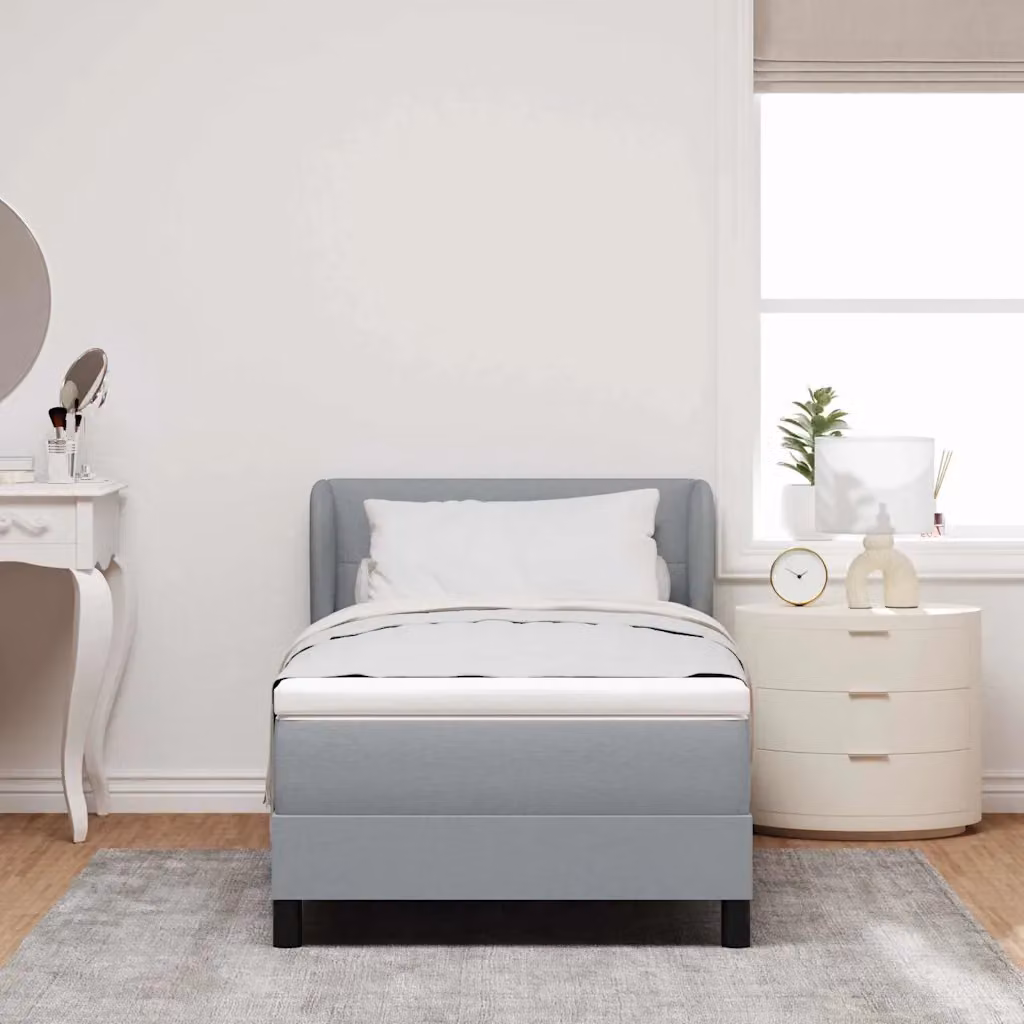 Letto a molle con testiera vidaXL in tessuto grigio, L 80 cm x P 200 cm