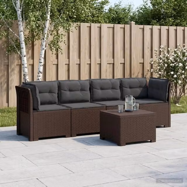 Divano da Giardino a 4 Posti con Cuscini in Stile Rattan PP 3443875