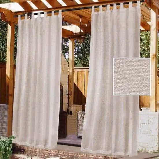 Tende da terrazza impermeabili, montaggio semplice e resistente agli urti con pellicola adesiva, design a ponte, impermeabili, bianche, confezione da 2 (2 x 132 x 274 cm, colore naturale)