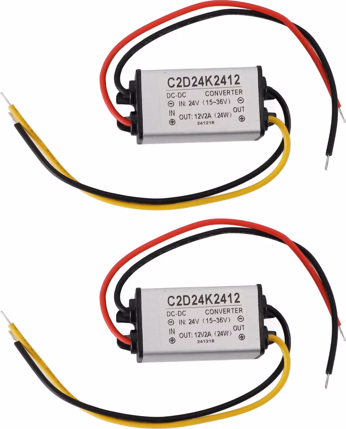 2PCS Convertitore regolatore di tensione da 24V a 12V 2A con tenuta IP68 per veicoli, barche e sistemi solari