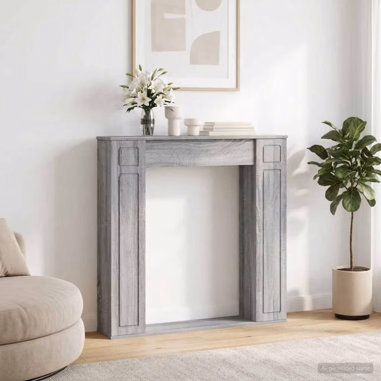 Cornice per camino moderna vidaXL in legno color grigio, L: 100 cm, P: 20 cm, H: 100 cm