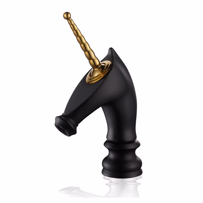 UNICORN KRAN miscelatore lavabo unicorno nero retrò LAUFERI