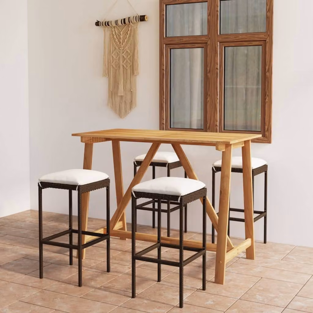 Maison Exclusive - Set da giardino da 5 pezzi con cuscini, marrone