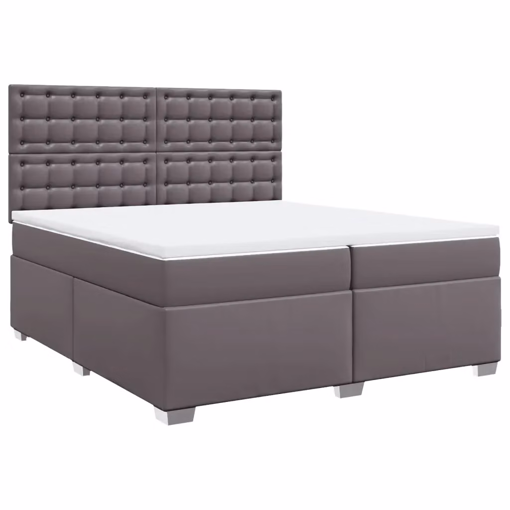 Letto a molle con materasso ibrido vidaXL in similpelle grigio e bianco L/P: 200 x 200 cm – 2