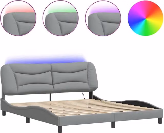 Letto matrimoniale | Letto per adulti | Giroletto con LED senza Materasso Hvar 180x200 cm in Tessuto