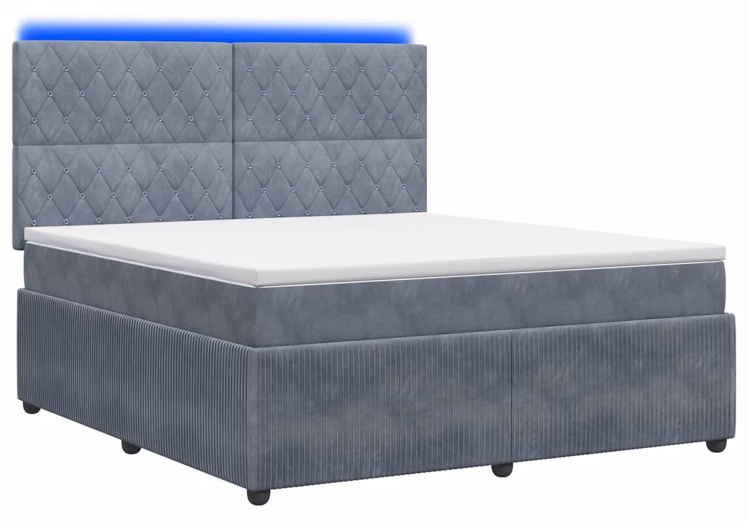 Letto a molle LED con materasso grigio scuro 180 x 200 cm in velluto