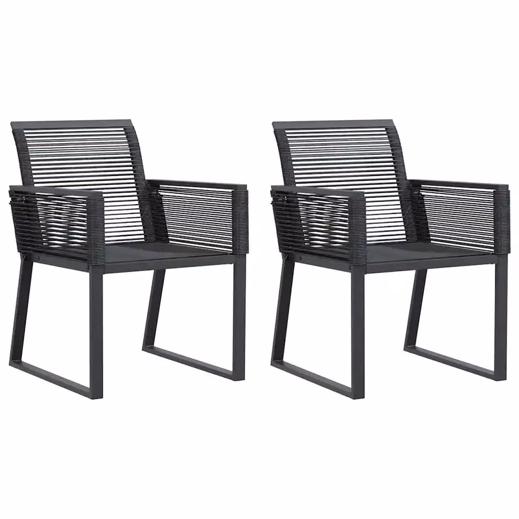 Set di 2 sedie da giardino moderne vidaXL in polyrattan nero con braccioli e resistenza ai raggi UV – 2