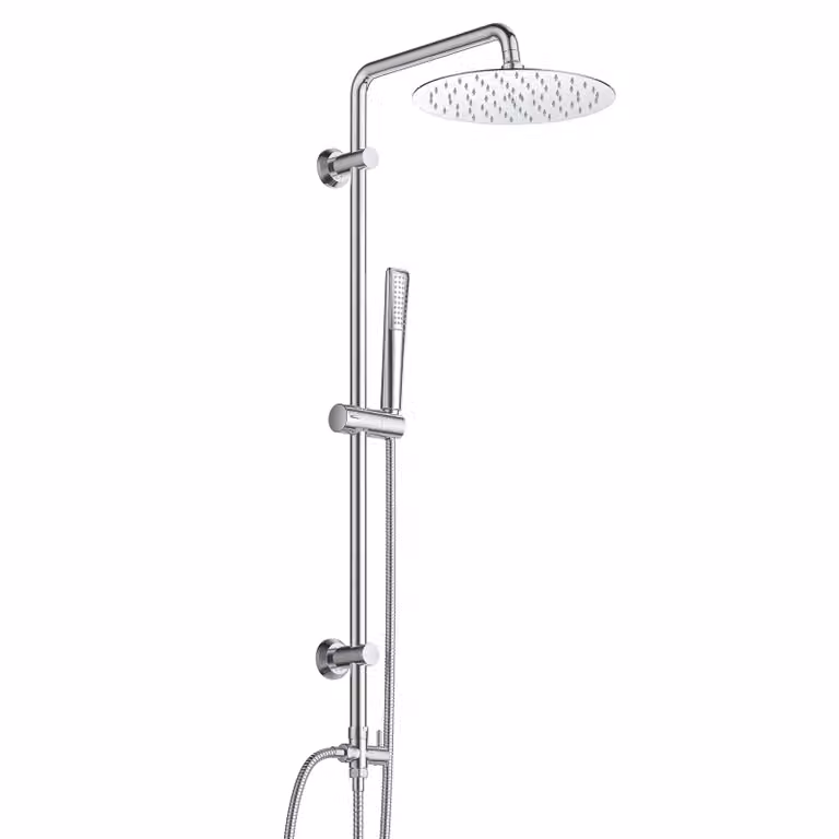 JOHO sistema doccia a pioggia set doccia in acciaio inox senza rubinetto, set doccia cromato set doccia con soffione rotondo D20cm