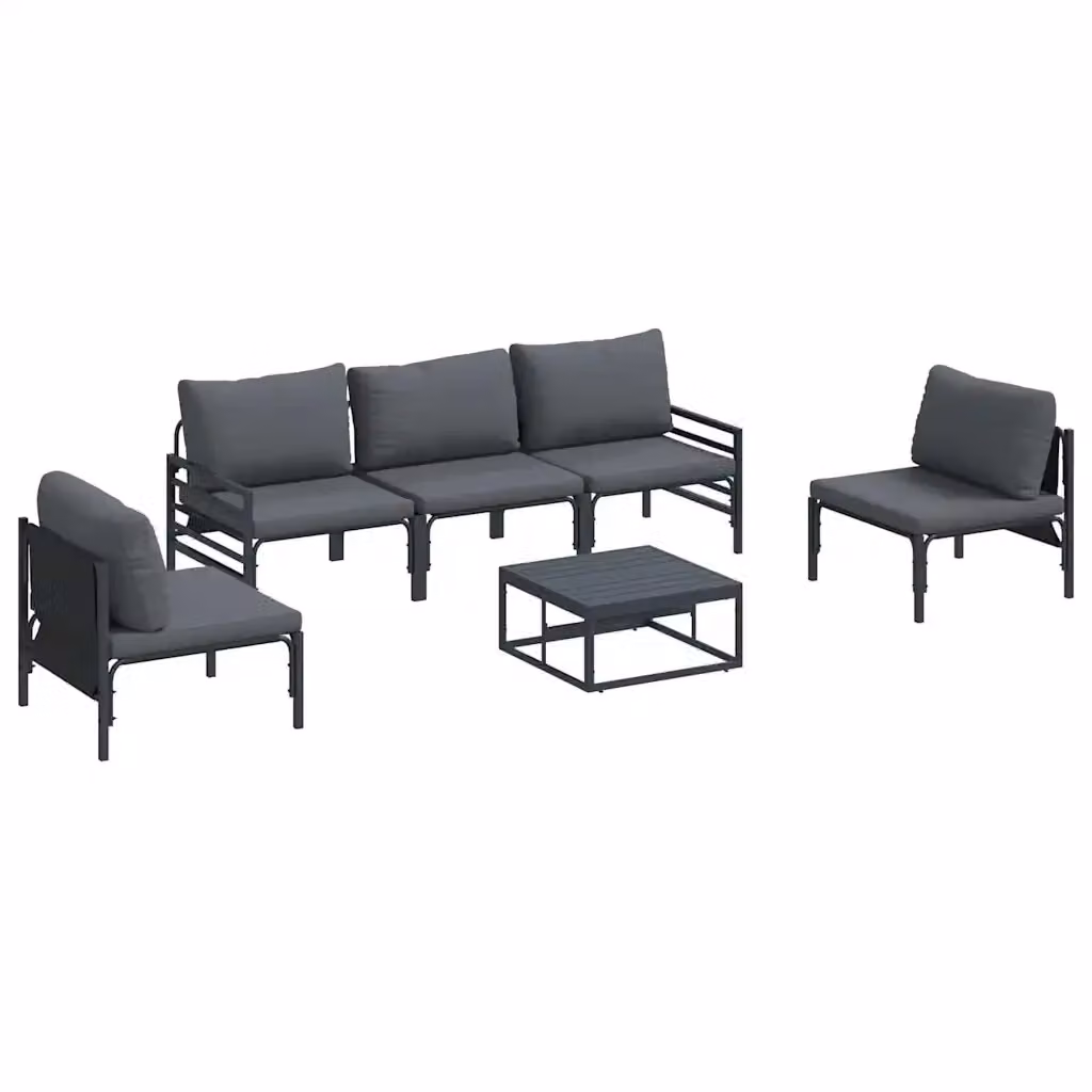 Set Divano da Giardino Moderno vidaXL 6 Pezzi con Cuscini in Tessuto e Struttura in Acciaio Antracite – 2