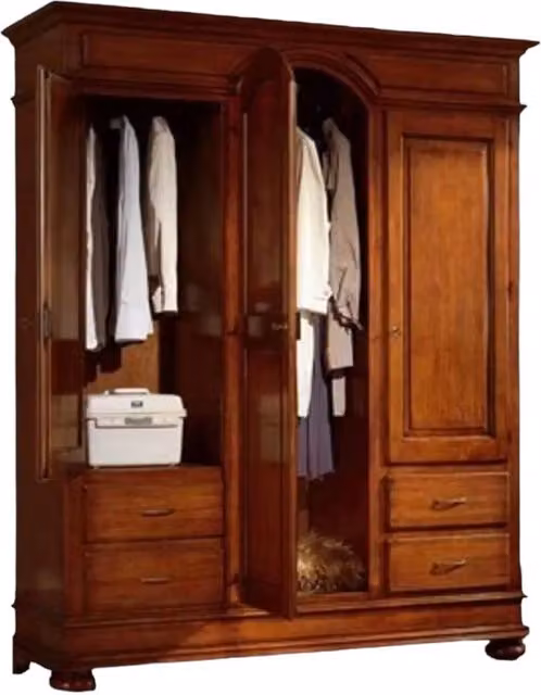 Armadio in legno di colore marrone con 3 ante e 4 cassetti Mobili 2G L/P/H: 184 x 60 x 223 cm – 4